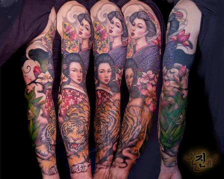 Tattoos - Geisha Sleeve Tattoo - 61313